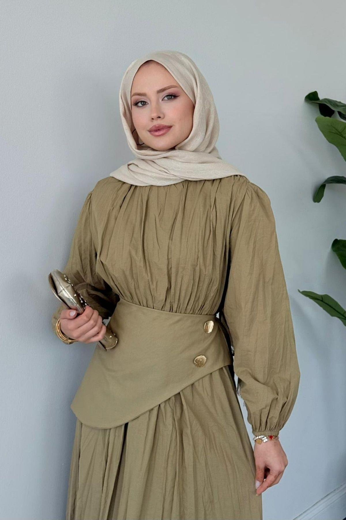 Kendy Pelerinli Elbise HAKİ, Fiyatları Kendy Pelerinli Elbise HAKİ - Haza Moda