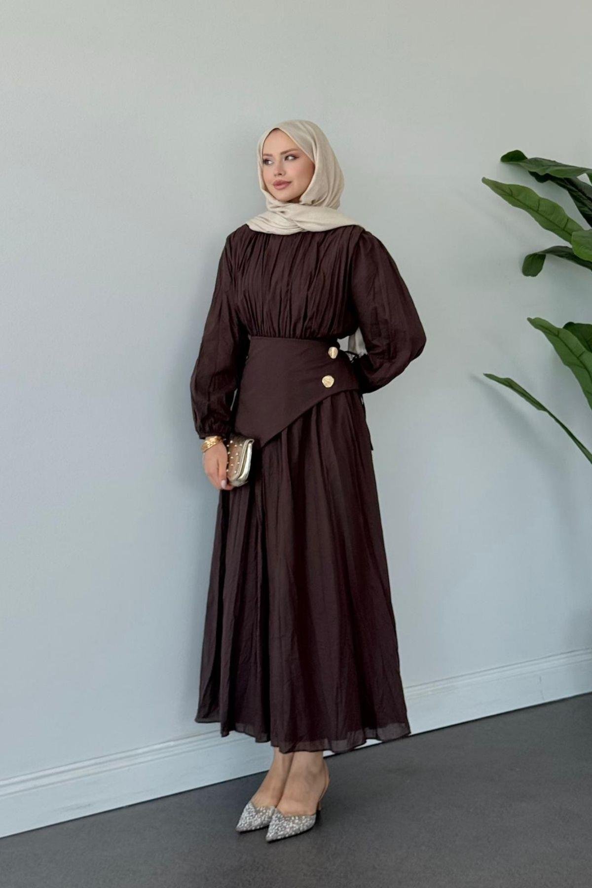 Kendy Pelerinli Elbise KAHVE, Fiyatları Kendy Pelerinli Elbise KAHVE- Haza Moda