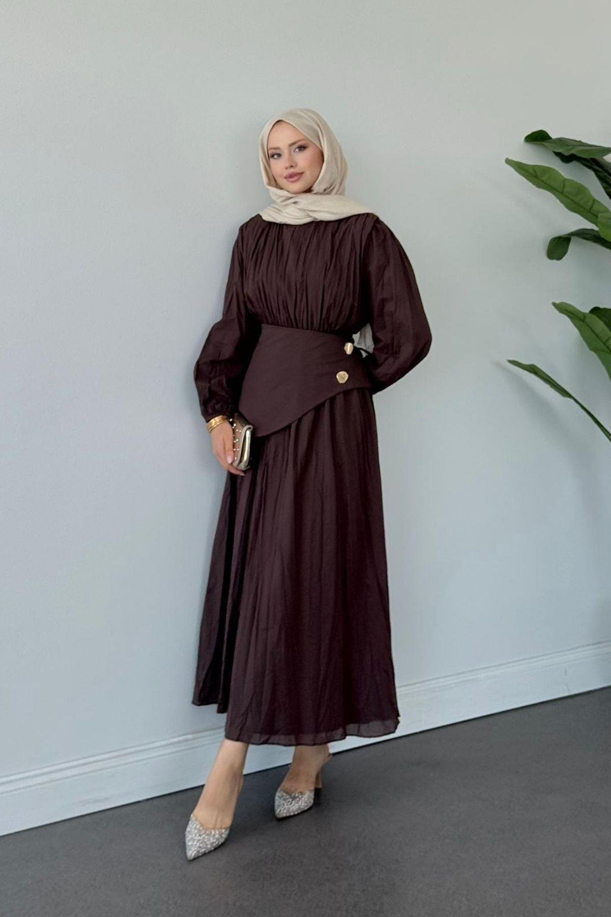 Kendy Pelerinli Elbise KAHVE, Fiyatları Kendy Pelerinli Elbise KAHVE- Haza Moda