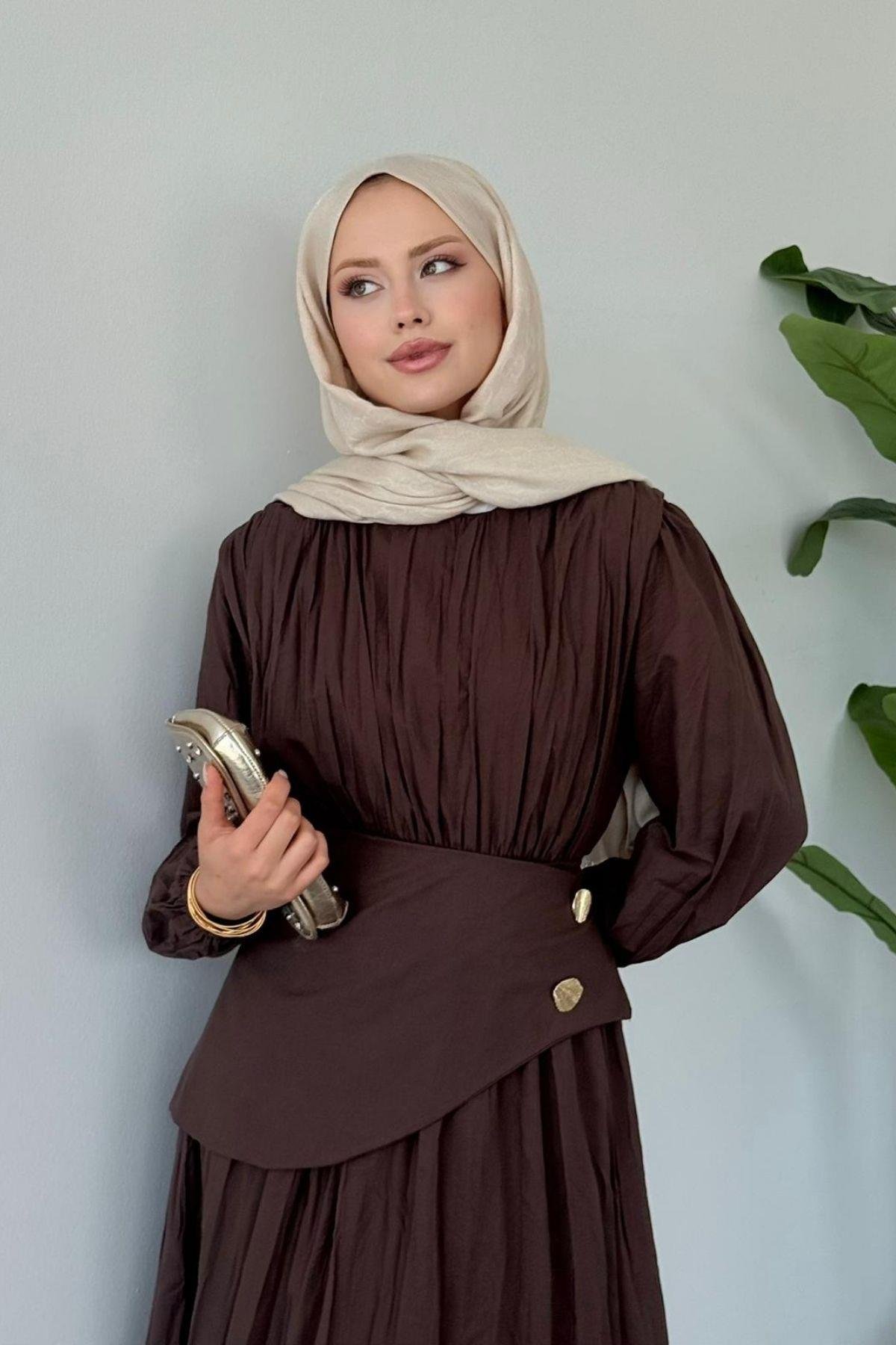 Kendy Pelerinli Elbise KAHVE, Fiyatları Kendy Pelerinli Elbise KAHVE- Haza Moda