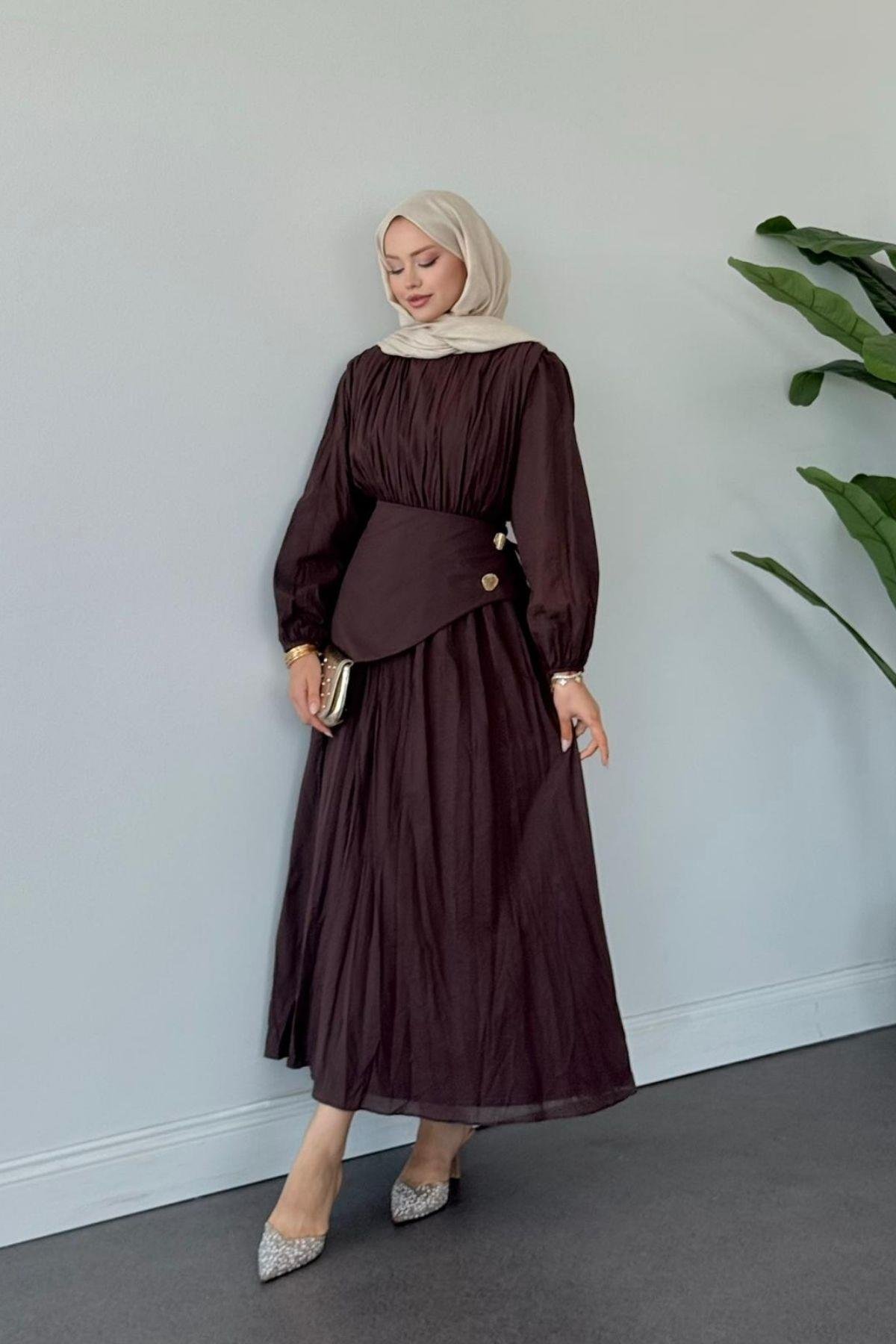 Kendy Pelerinli Elbise KAHVE, Fiyatları Kendy Pelerinli Elbise KAHVE- Haza Moda