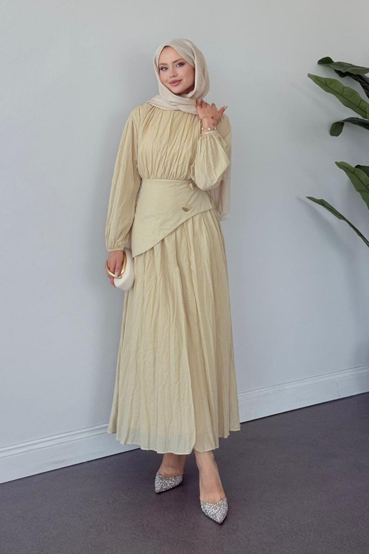 Kendy Pelerinli Elbise SARI, Fiyatları Kendy Pelerinli Elbise SARI- Haza Moda