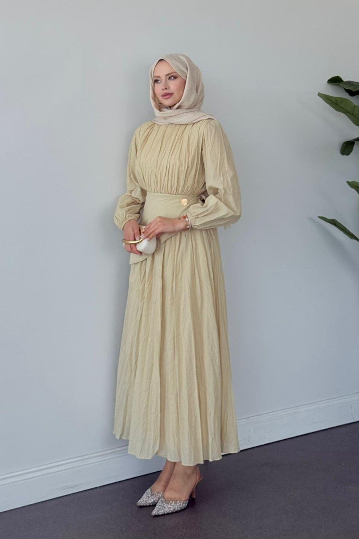 Kendy Pelerinli Elbise SARI, Fiyatları Kendy Pelerinli Elbise SARI- Haza Moda