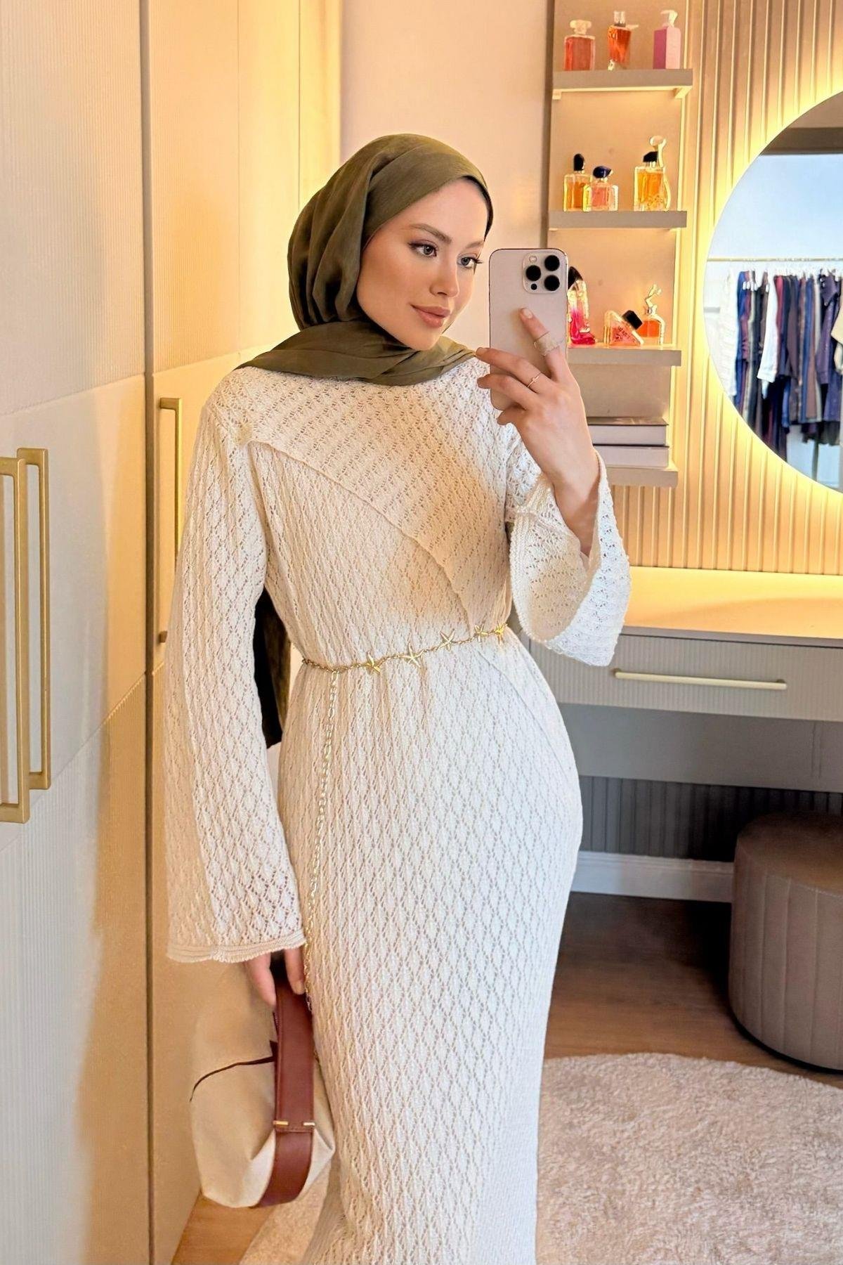 KENN Örme Elbise Krem, Fiyatları 