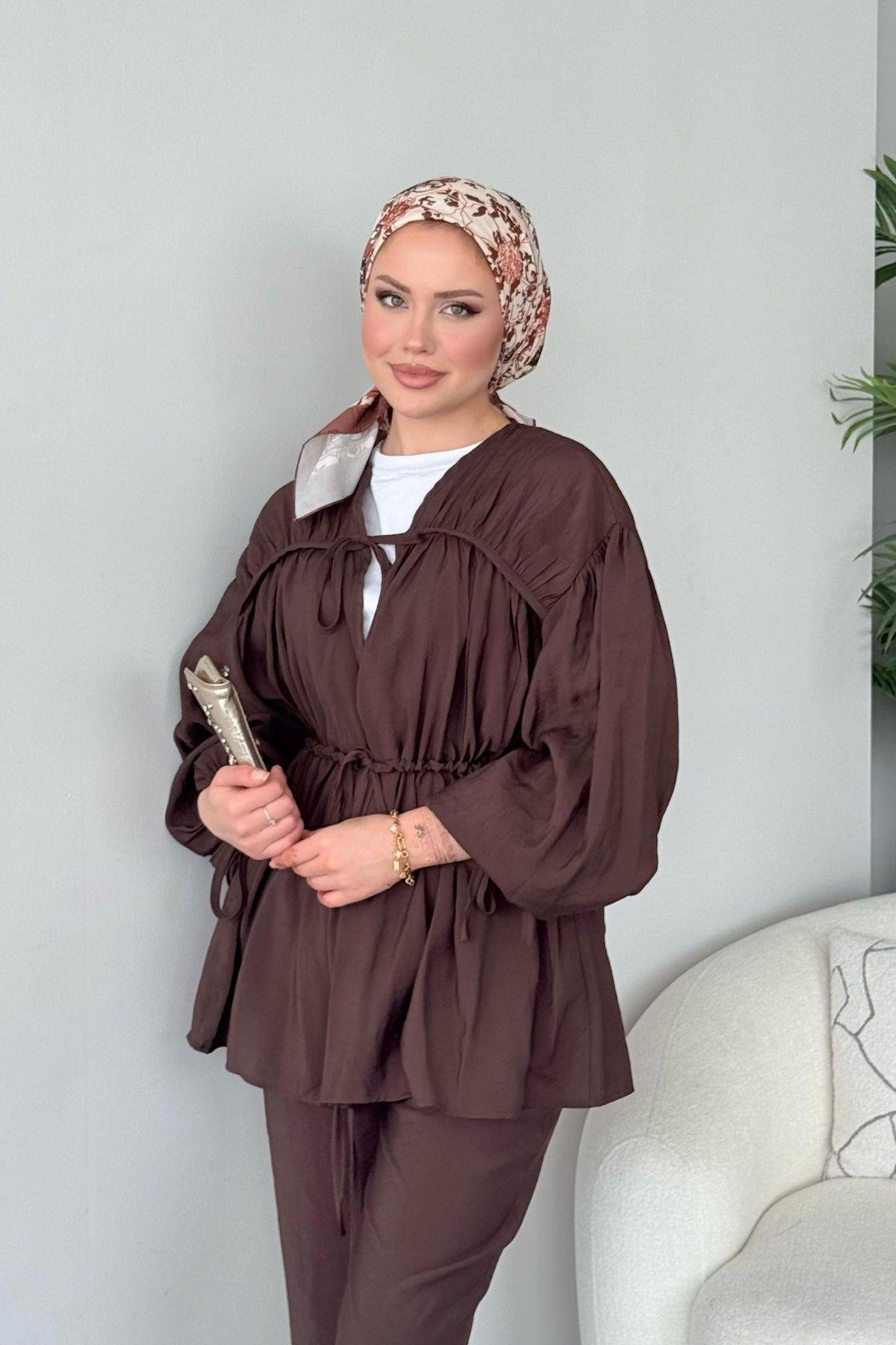 Kiko Büzgülü Takım Kahve, Fiyatları Kiko Büzgülü Takım Kahve- Haza Moda 