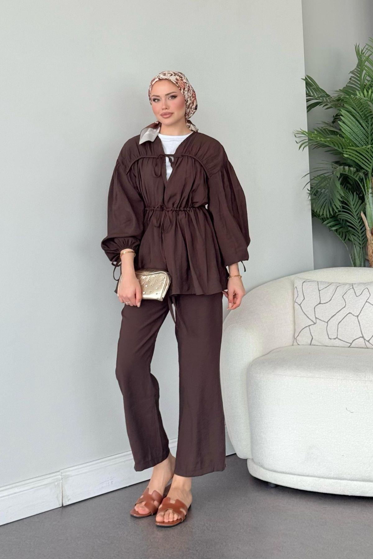 Kiko Büzgülü Takım Kahve, Fiyatları Kiko Büzgülü Takım Kahve- Haza Moda 