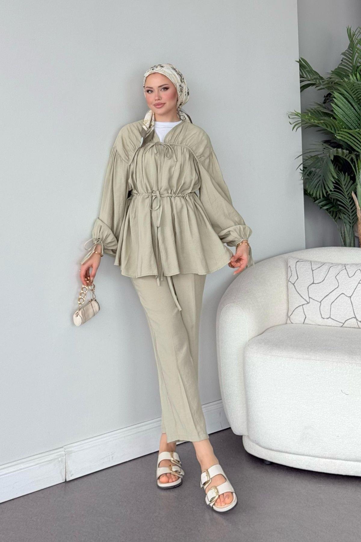 Kiko Büzgülü Takım Mint, Fiyatları Kiko Büzgülü Takım Mint- Haza Moda 