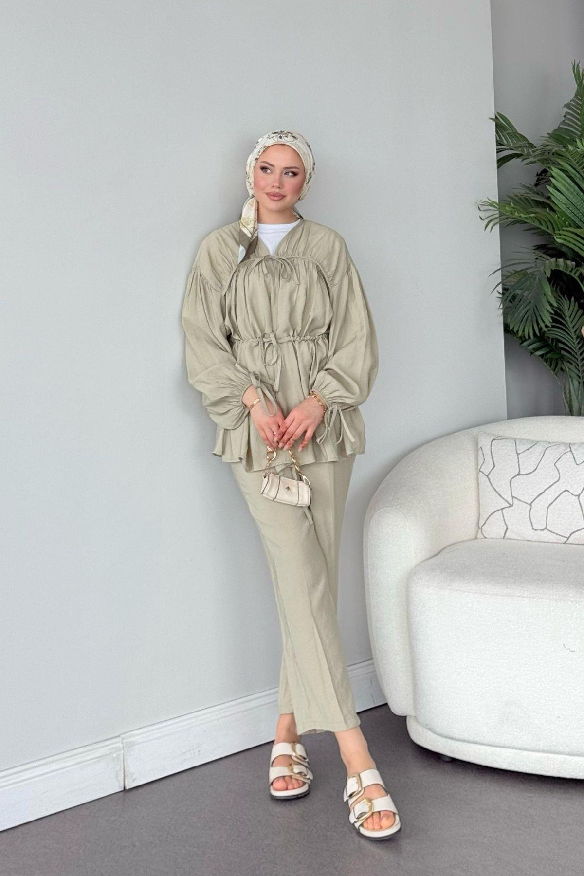 Kiko Büzgülü Takım Mint, Fiyatları Kiko Büzgülü Takım Mint- Haza Moda 