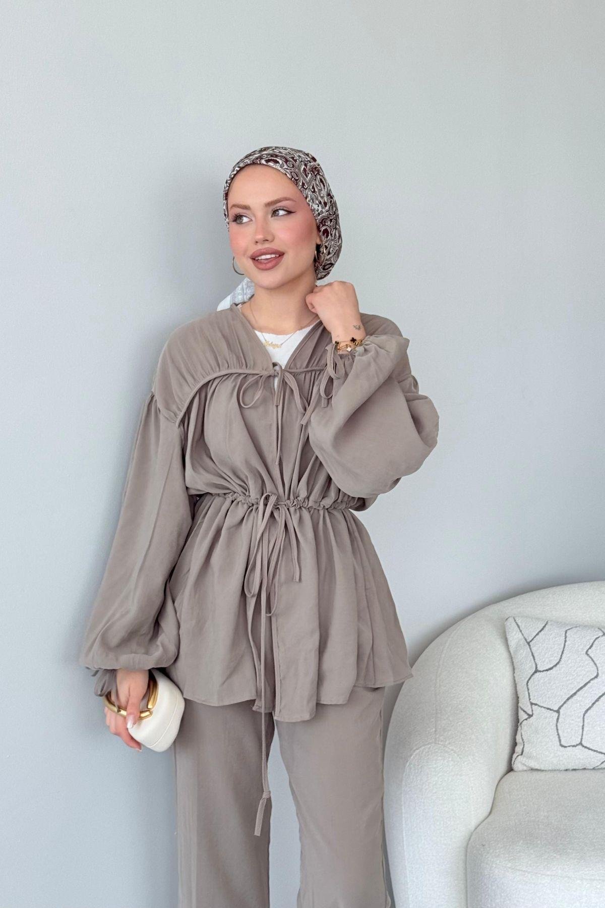 Kiko Büzgülü Takım Vizon, Fiyatları Kiko Büzgülü Takım Vizon- Haza Moda 