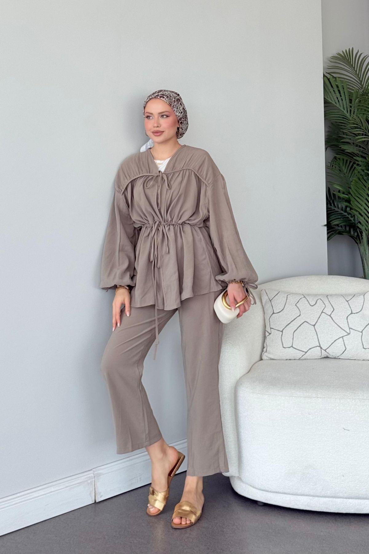 Kiko Büzgülü Takım Vizon, Fiyatları Kiko Büzgülü Takım Vizon- Haza Moda 