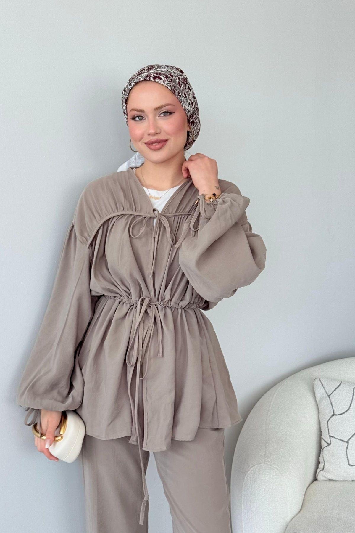 Kiko Büzgülü Takım Vizon, Fiyatları Kiko Büzgülü Takım Vizon- Haza Moda 