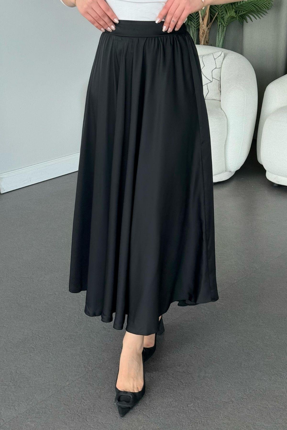 Kiloş Saten Etek Siyah, Fiyatları Kiloş Saten Etek Siyah - Haza Moda 