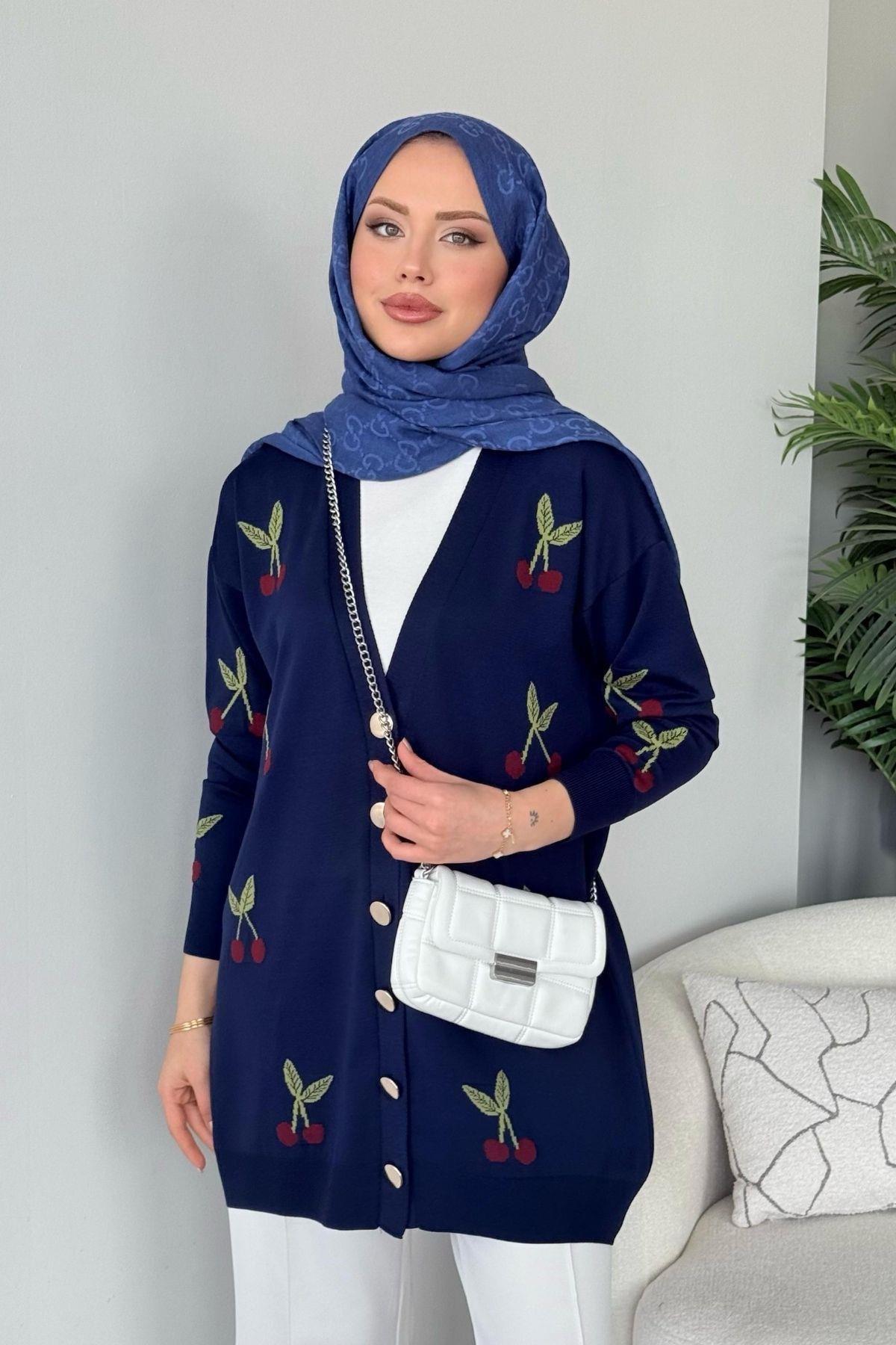 Kirazlı Merserize Hırka Lacivert, Fiyatları Kirazlı Merserize Hırka Lacivert- Haza Moda 