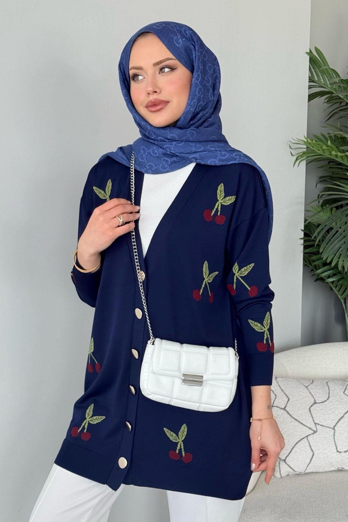 Kirazlı Merserize Hırka Lacivert, Fiyatları Kirazlı Merserize Hırka Lacivert- Haza Moda 