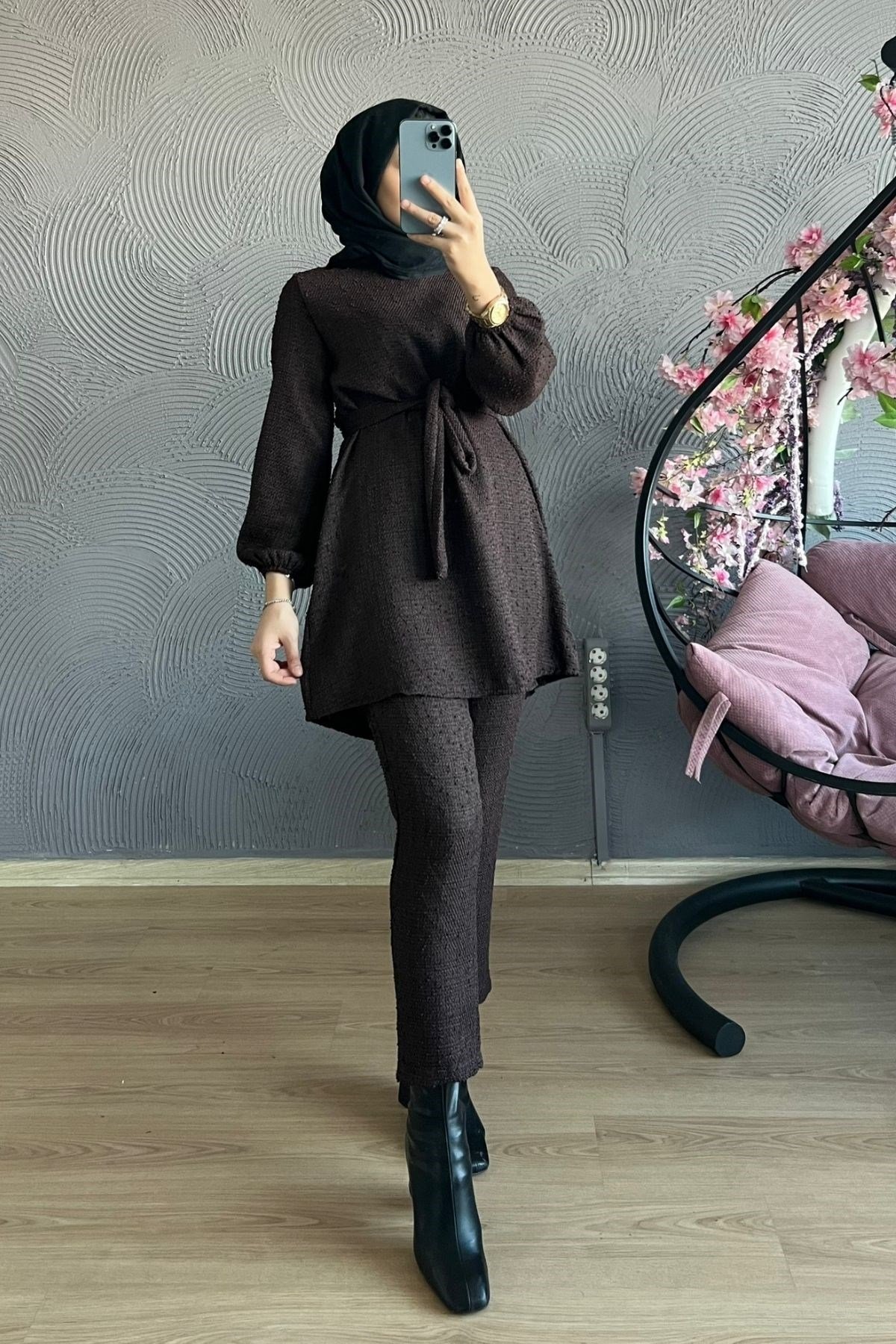 Kırçıllı Takım-ACI KAHVE, Fiyatları Büyük Cepli Takım-EKRU – Haza Moda | Tesettür Giyim