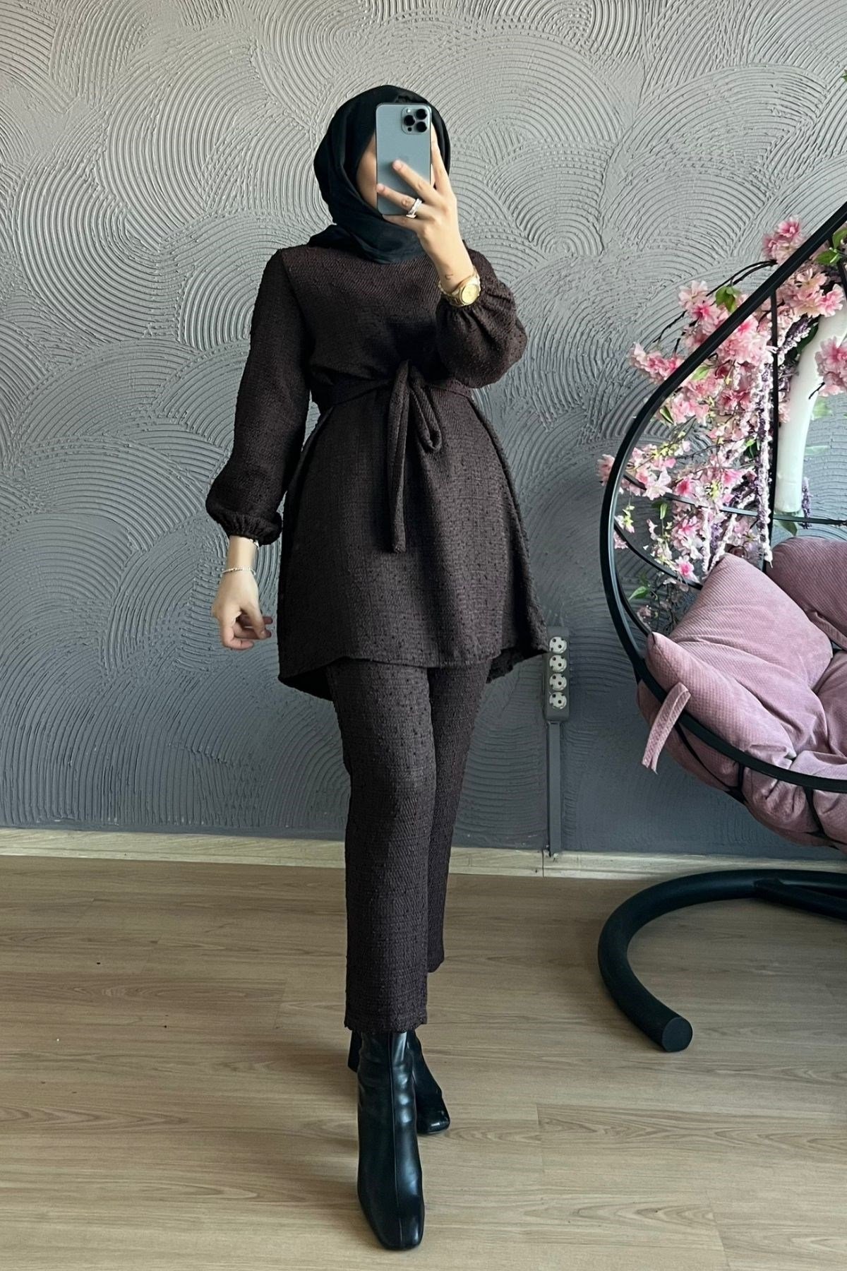 Kırçıllı Takım-ACI KAHVE, Fiyatları Büyük Cepli Takım-EKRU – Haza Moda | Tesettür Giyim