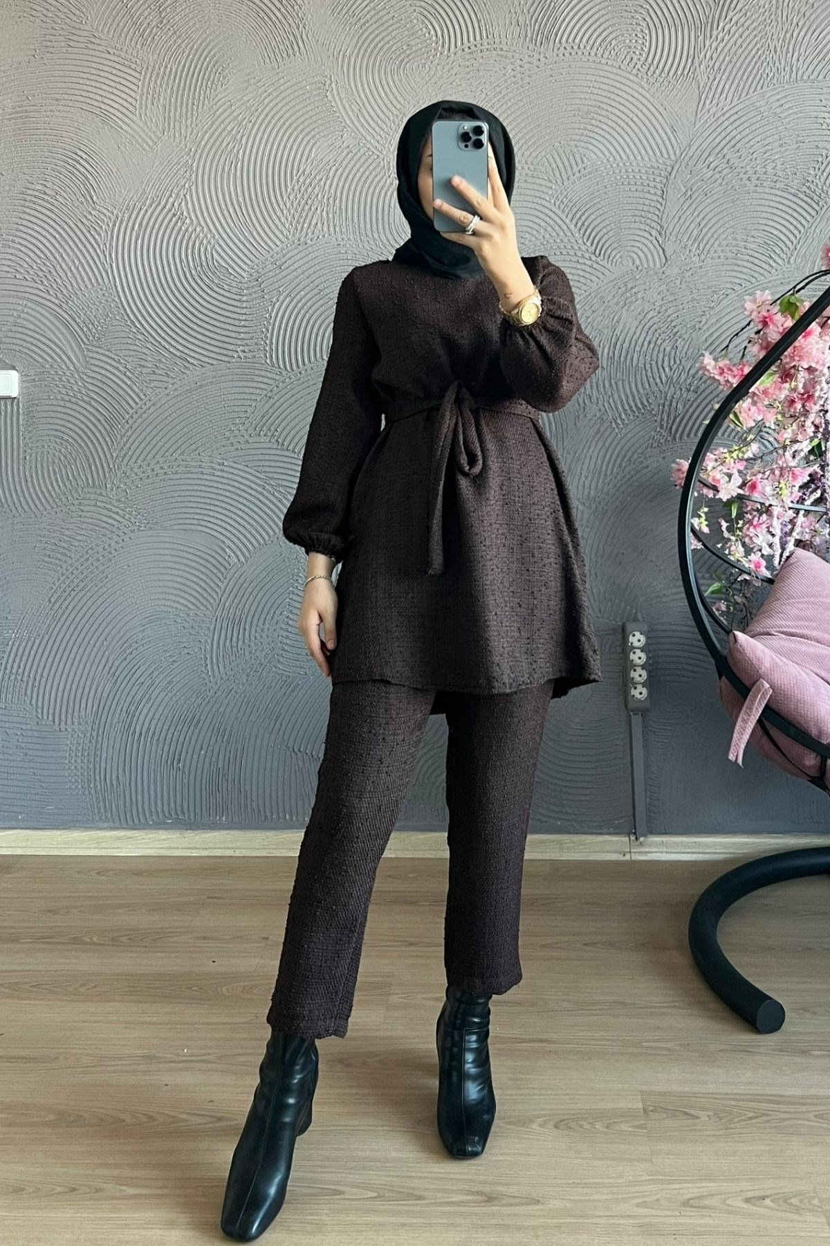 Kırçıllı Takım-ACI KAHVE, Fiyatları Büyük Cepli Takım-EKRU – Haza Moda | Tesettür Giyim