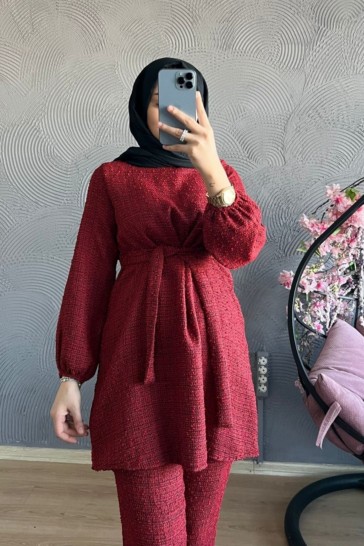 Kırçıllı Takım-BORDO, Fiyatları Büyük Cepli Takım-EKRU – Haza Moda | Tesettür Giyim
