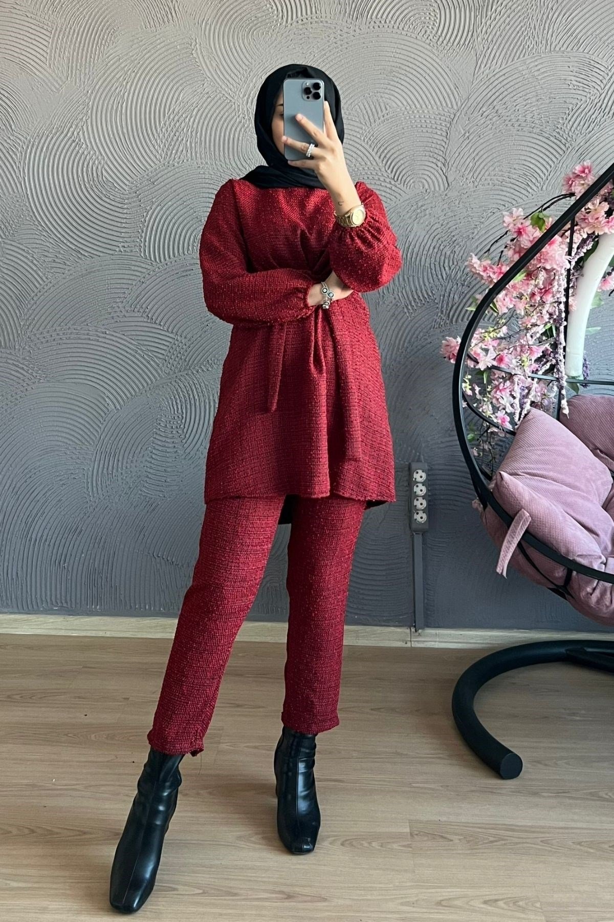 Kırçıllı Takım-BORDO, Fiyatları Büyük Cepli Takım-EKRU – Haza Moda | Tesettür Giyim