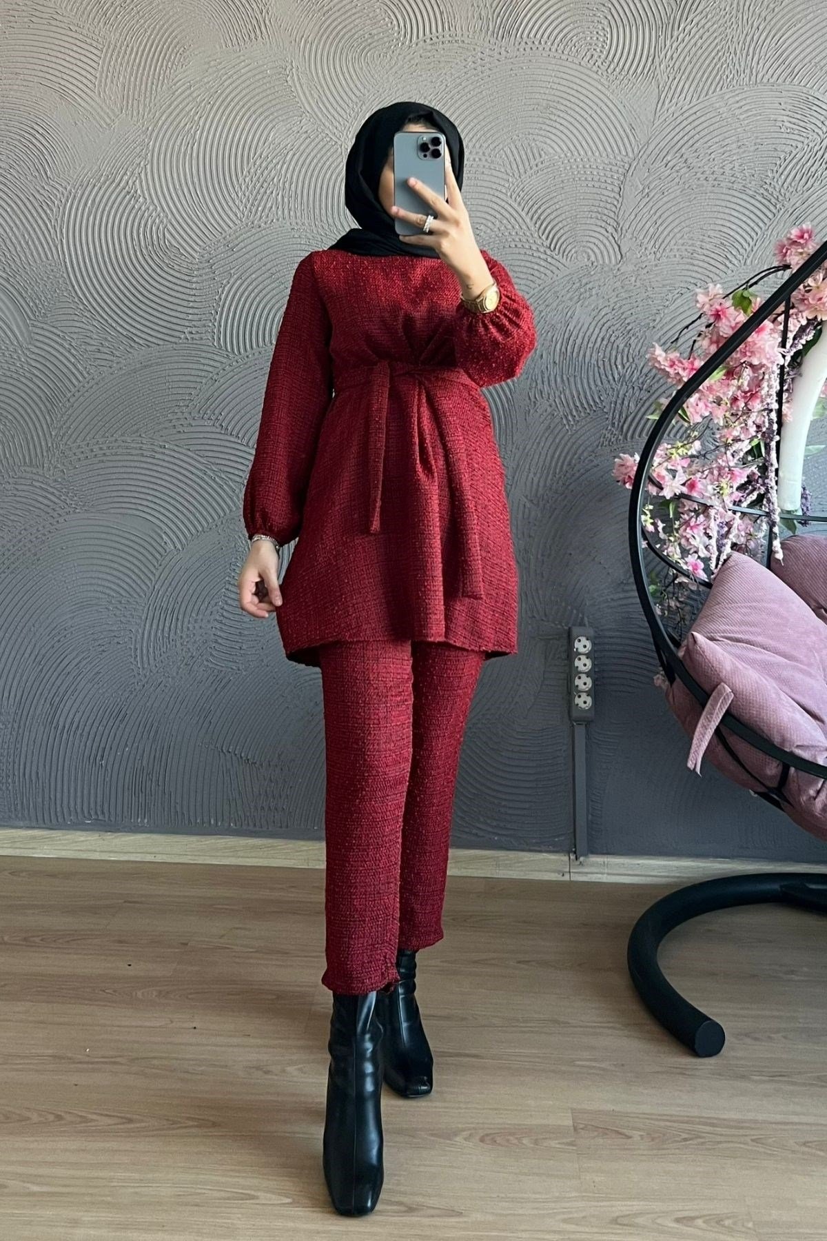 Kırçıllı Takım-BORDO, Fiyatları Büyük Cepli Takım-EKRU – Haza Moda | Tesettür Giyim