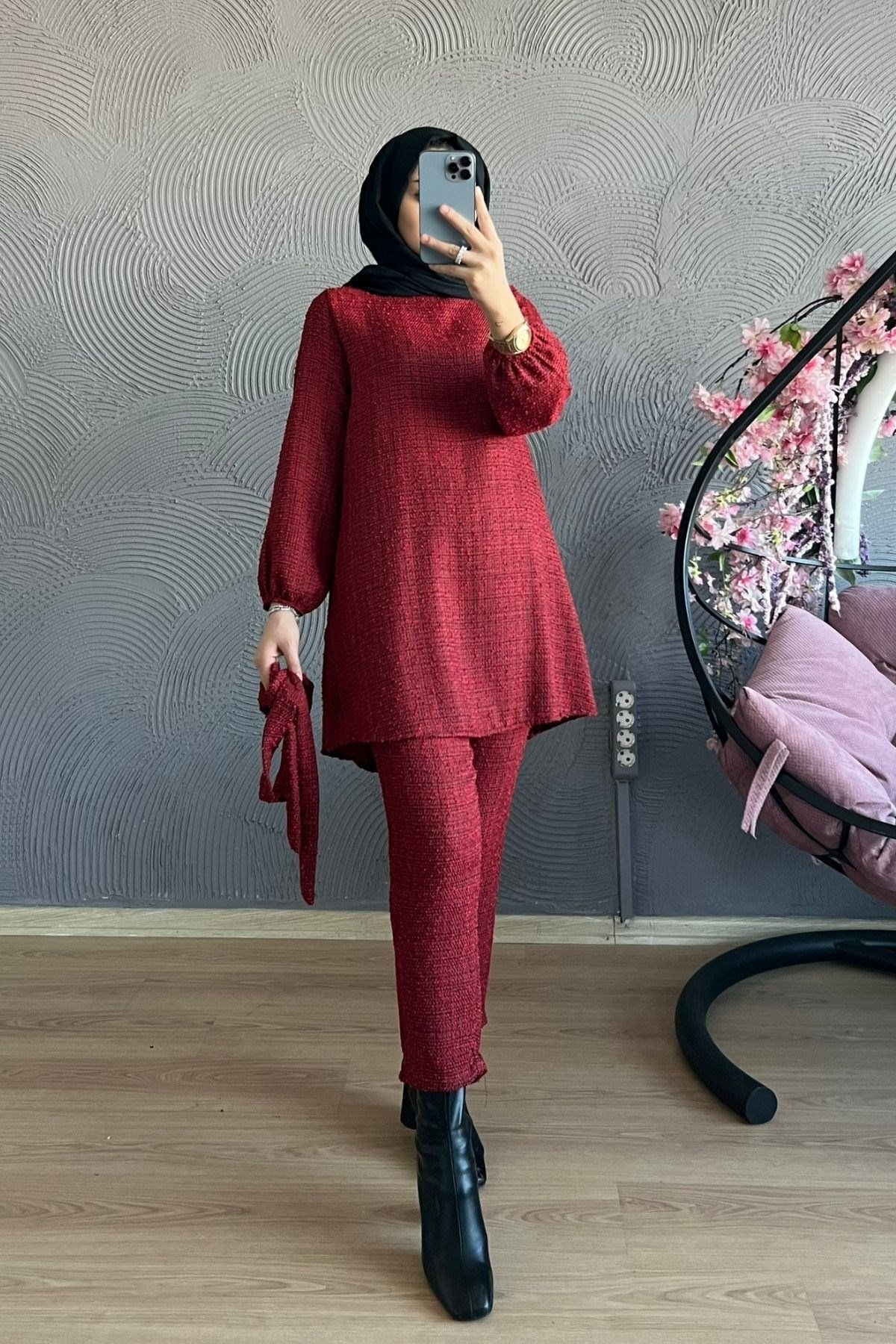 Kırçıllı Takım-BORDO, Fiyatları Büyük Cepli Takım-EKRU – Haza Moda | Tesettür Giyim