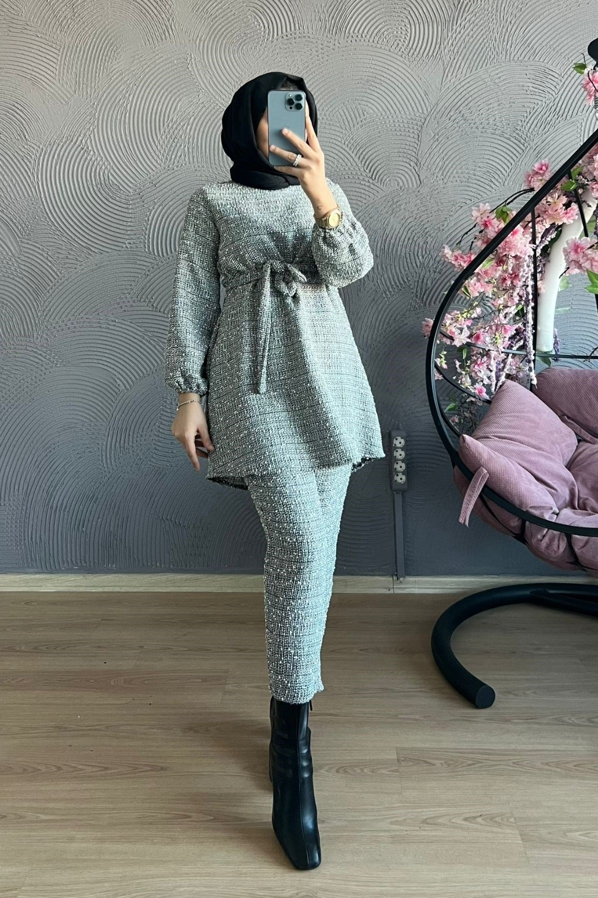 Kırçıllı Takım-GRİ, Fiyatları Büyük Cepli Takım-EKRU – Haza Moda | Tesettür Giyim