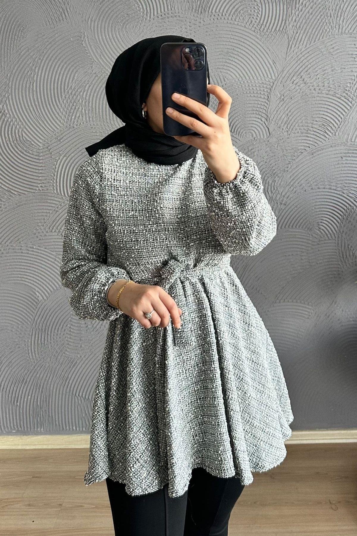 Kırçıllı Tunik BEYAZ, Fiyatları Kırçıllı Tunik BEYAZ– Haza Moda | Tesettür Giyim