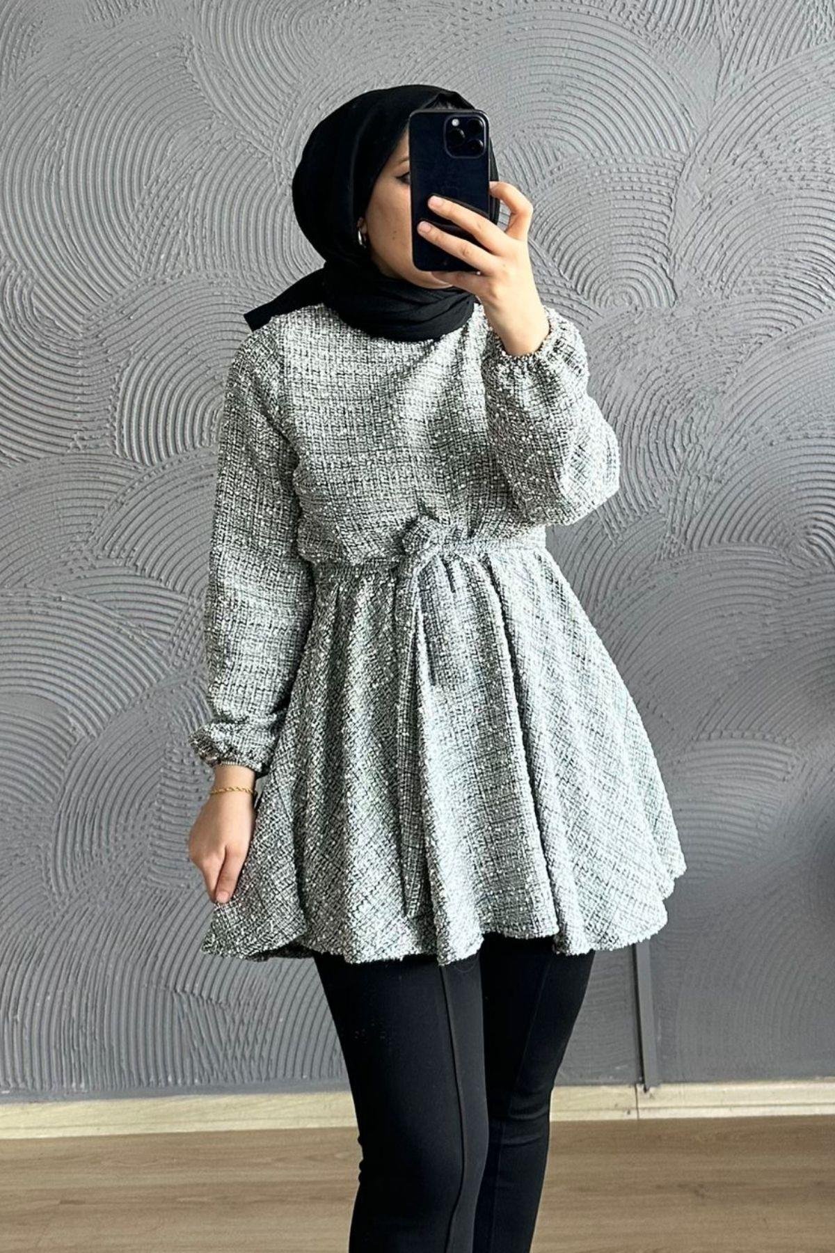 Kırçıllı Tunik BEYAZ, Fiyatları Kırçıllı Tunik BEYAZ– Haza Moda | Tesettür Giyim