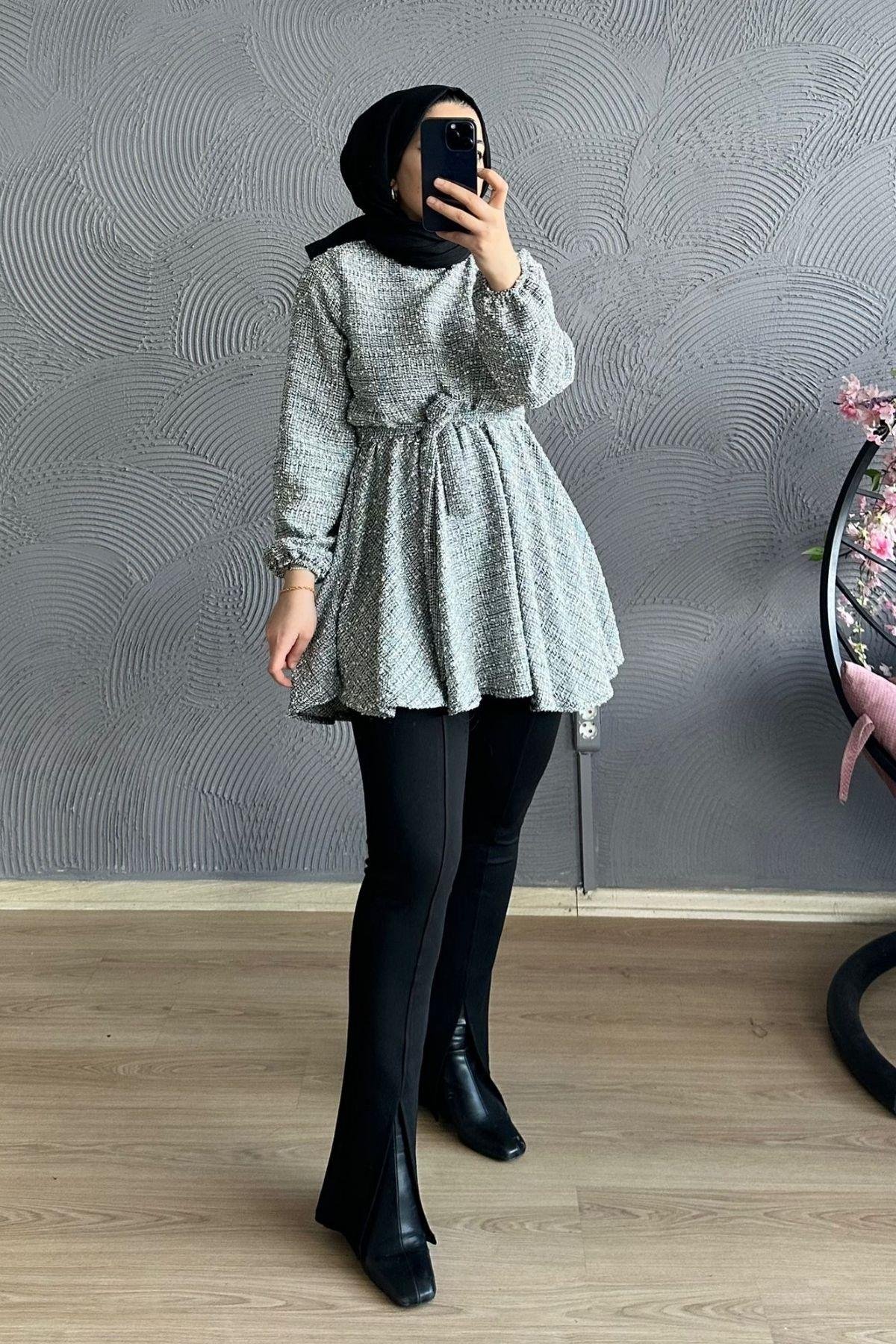 Kırçıllı Tunik BEYAZ, Fiyatları Kırçıllı Tunik BEYAZ– Haza Moda | Tesettür Giyim