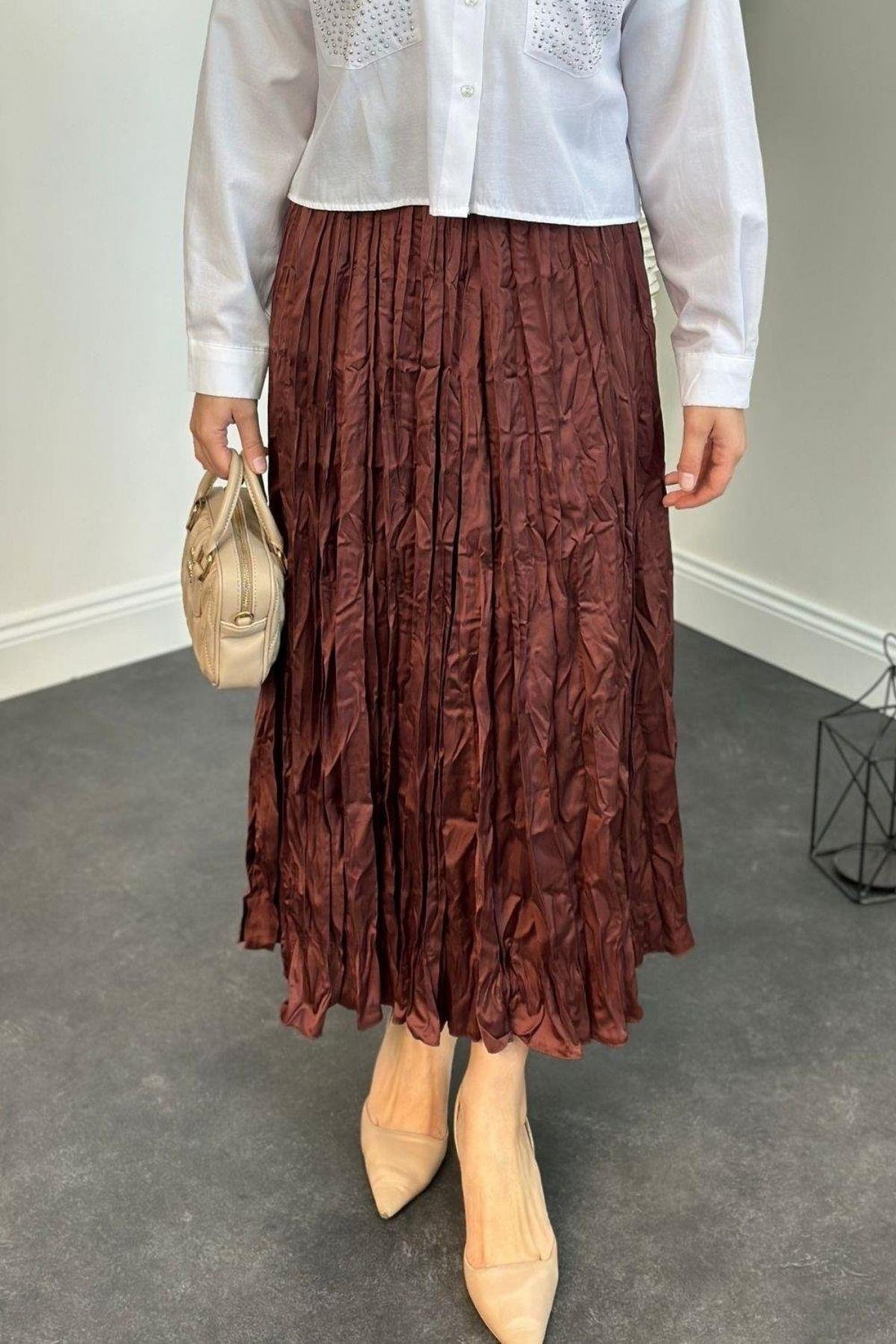 Kırışık İthal Etek Kahve, Fiyatları 