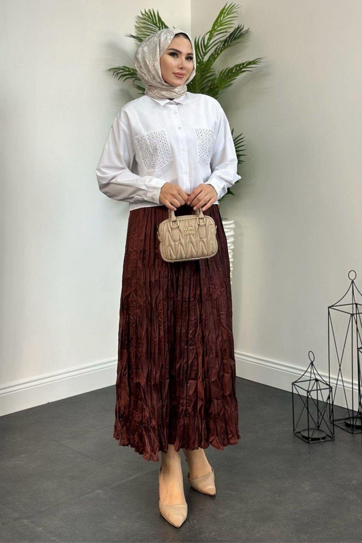 Kırışık İthal Etek Kahve, Fiyatları 