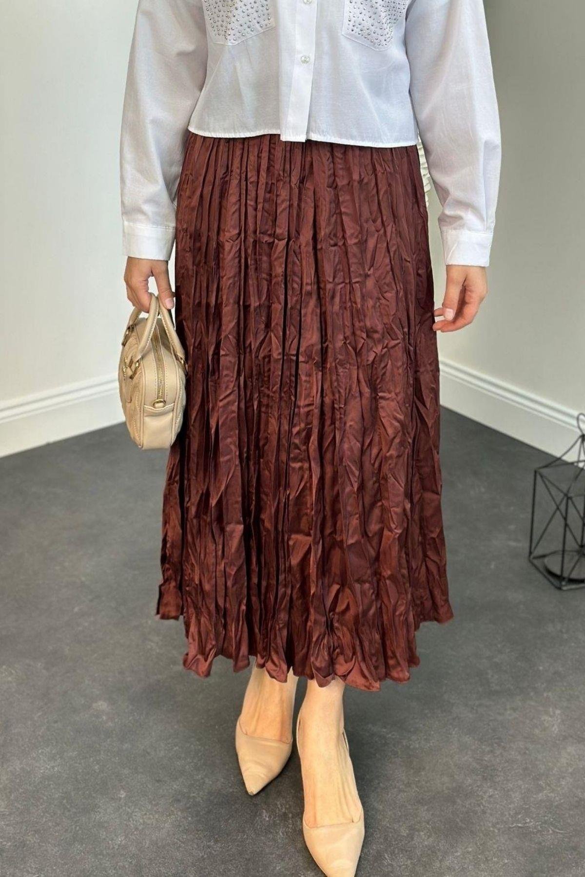 Kırışık İthal Etek Kahve, Fiyatları 