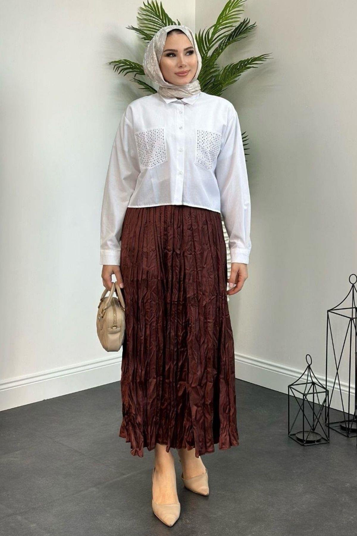 Kırışık İthal Etek Kahve, Fiyatları 