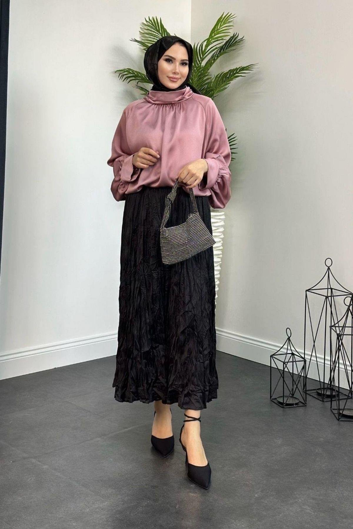 Kırışık İthal Etek Siyah, Fiyatları 