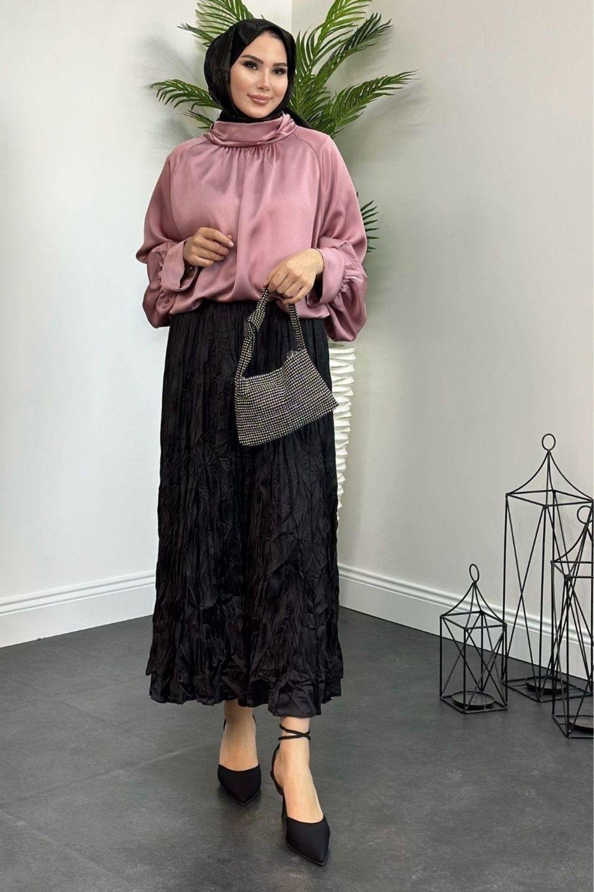 Kırışık İthal Etek Siyah, Fiyatları 