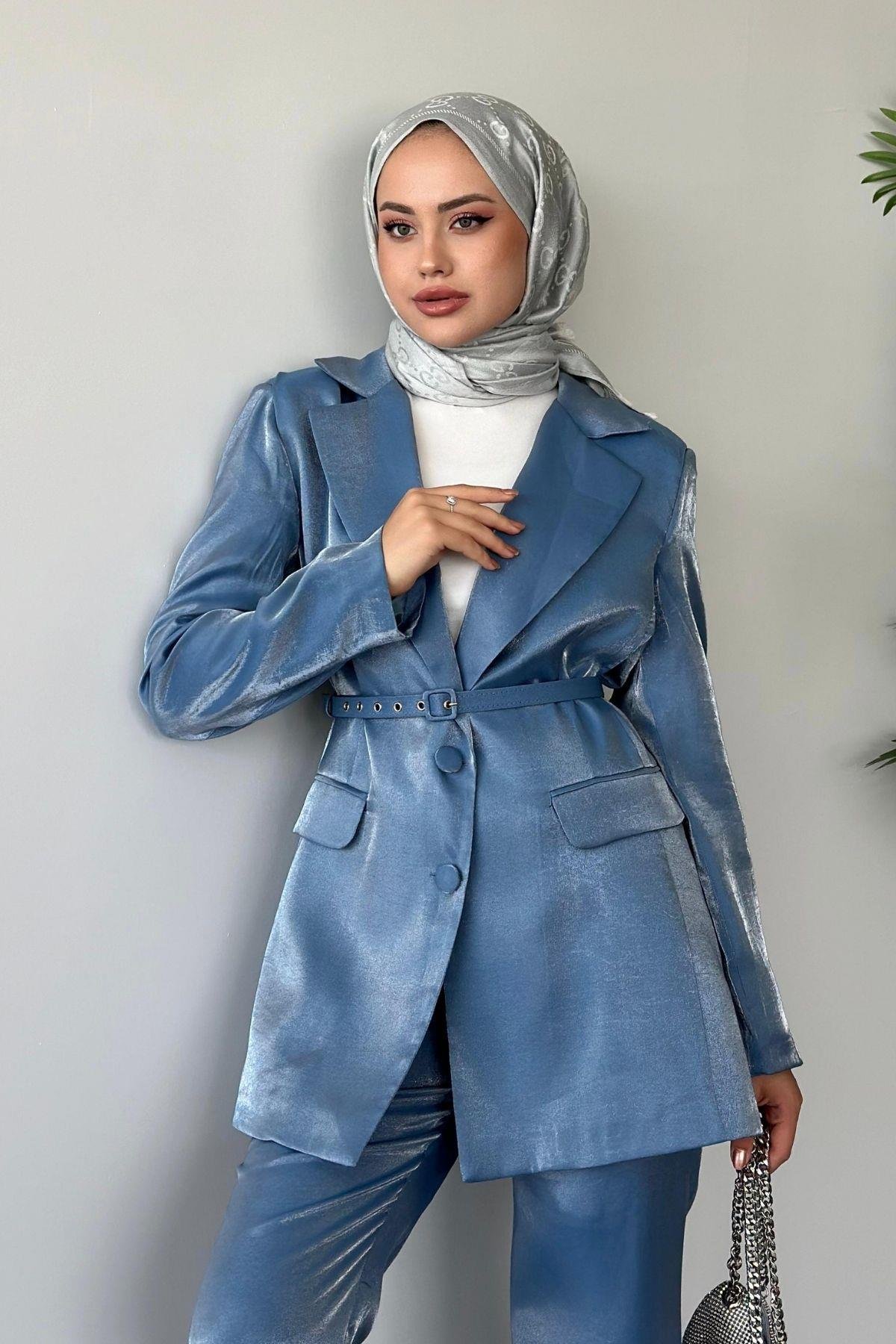 Klasik Kemerli Şık Takım Mavi, Fiyatları 