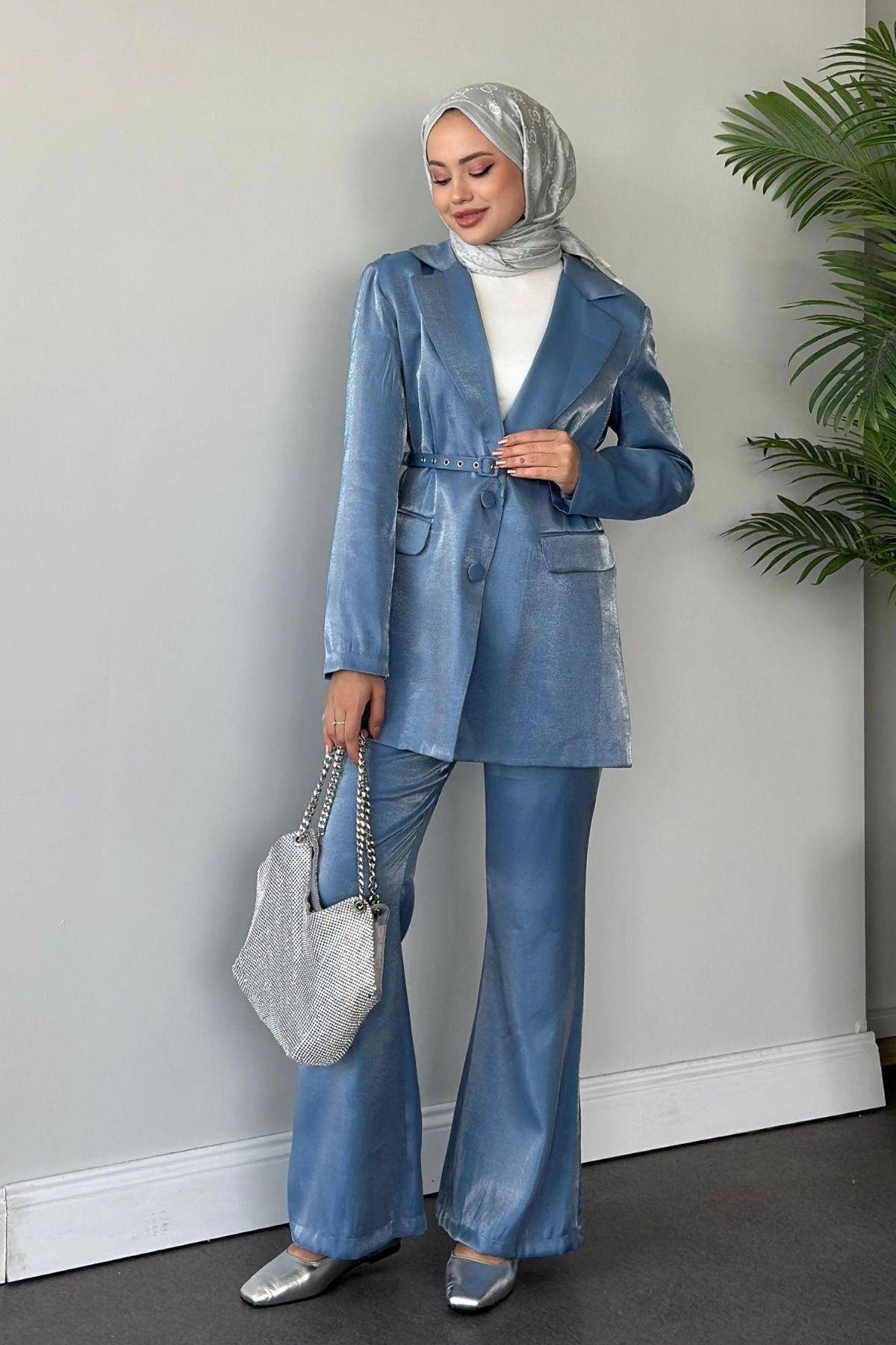 Klasik Kemerli Şık Takım Mavi, Fiyatları 