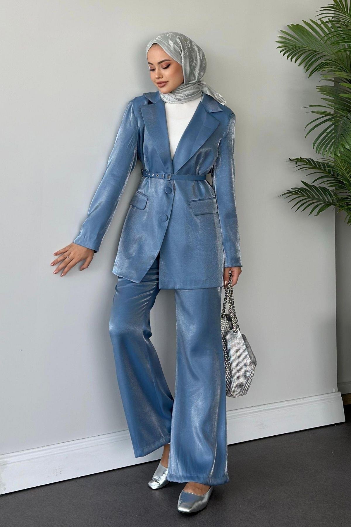 Klasik Kemerli Şık Takım Mavi, Fiyatları 