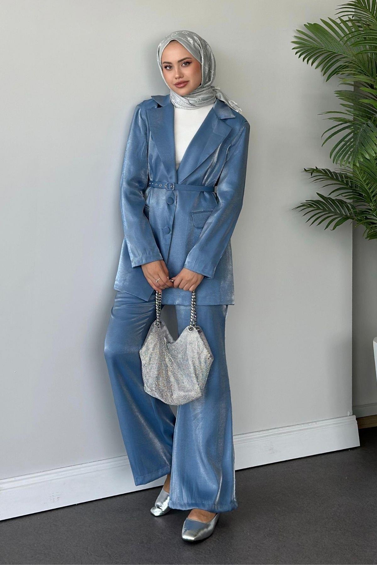 Klasik Kemerli Şık Takım Mavi, Fiyatları 