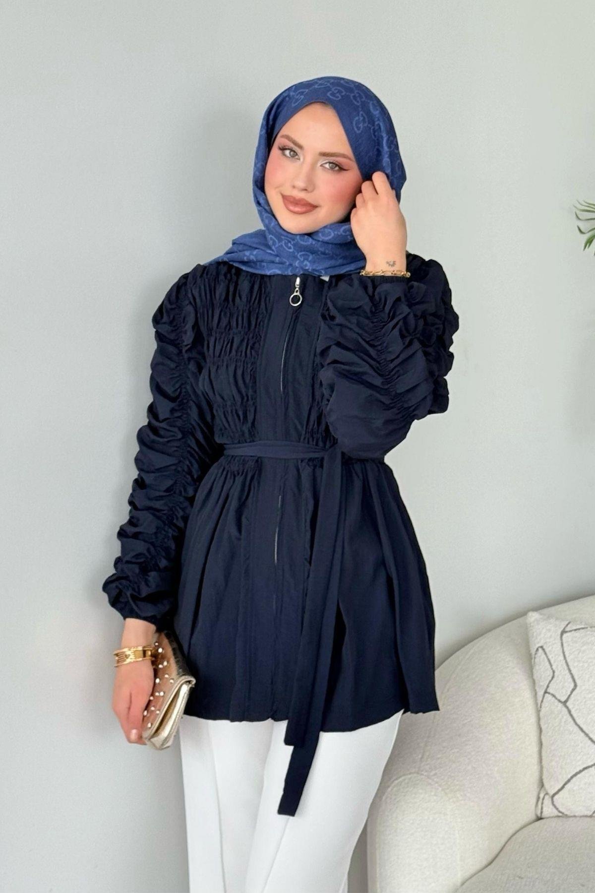 Kol Büzgülü Ceket Lacivert, Fiyatları 