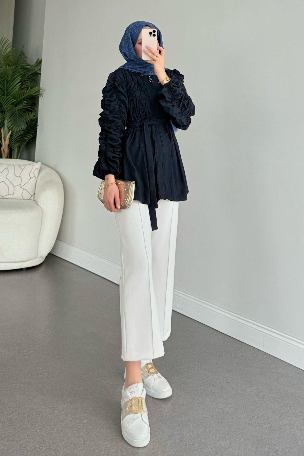 Kol Büzgülü Ceket Lacivert, Fiyatları 