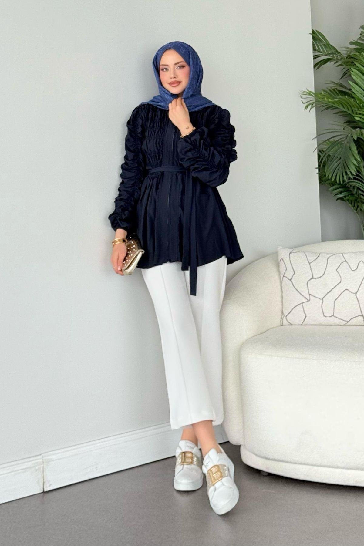 Kol Büzgülü Ceket Lacivert, Fiyatları 