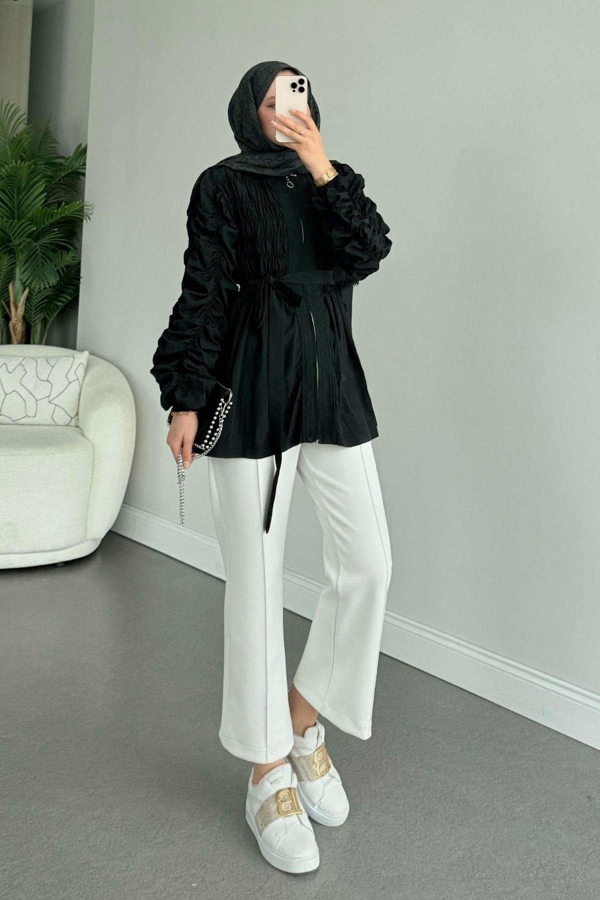 Kol Büzgülü Ceket Siyah, Fiyatları 