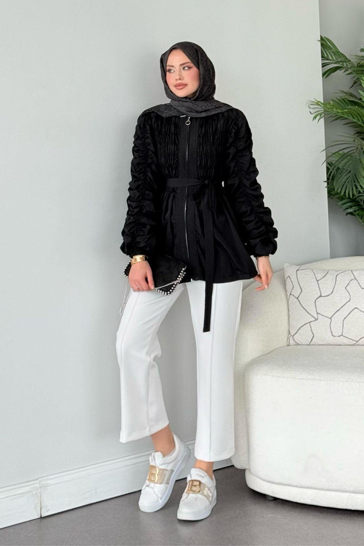 Kol Büzgülü Ceket Siyah, Fiyatları 