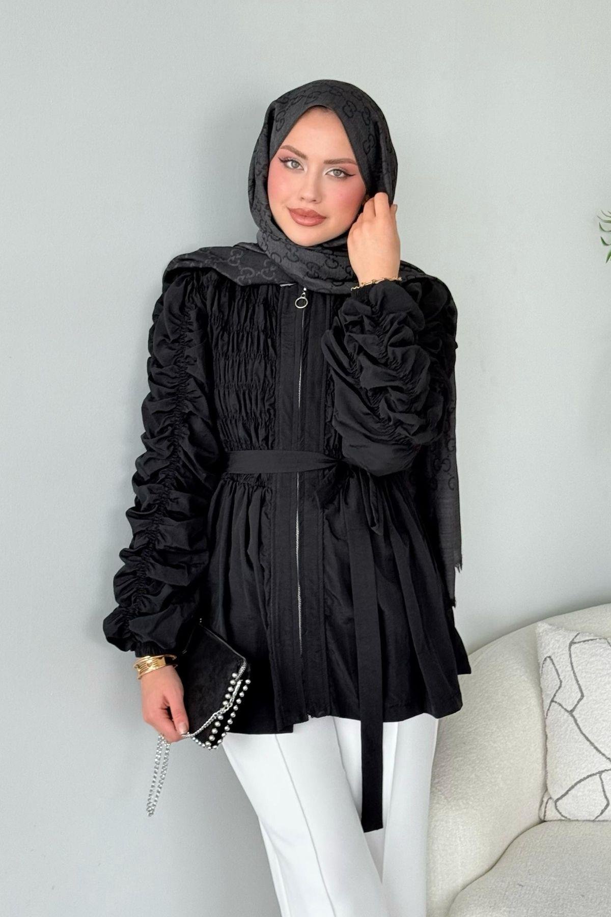 Kol Büzgülü Ceket Siyah, Fiyatları 