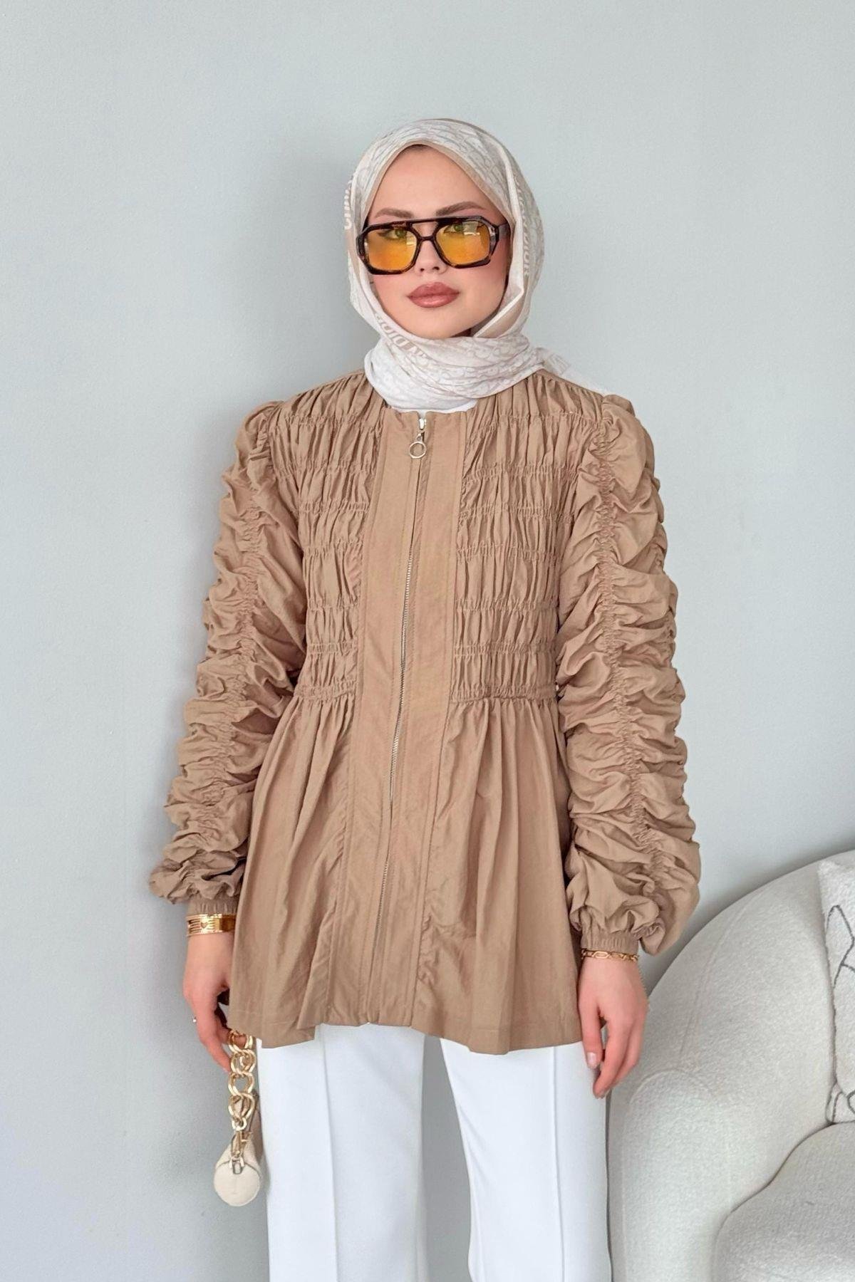 Kol Büzgülü Ceket Vizon, Fiyatları 