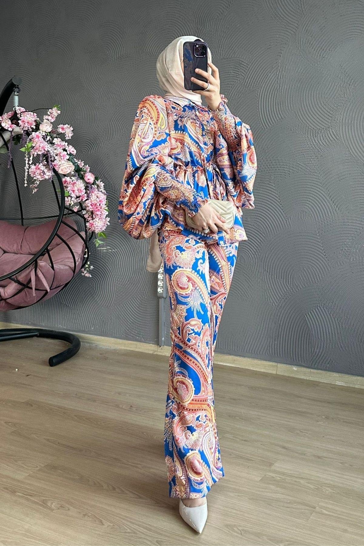 Kol Detay Saten Takım Saks, Fiyatları 