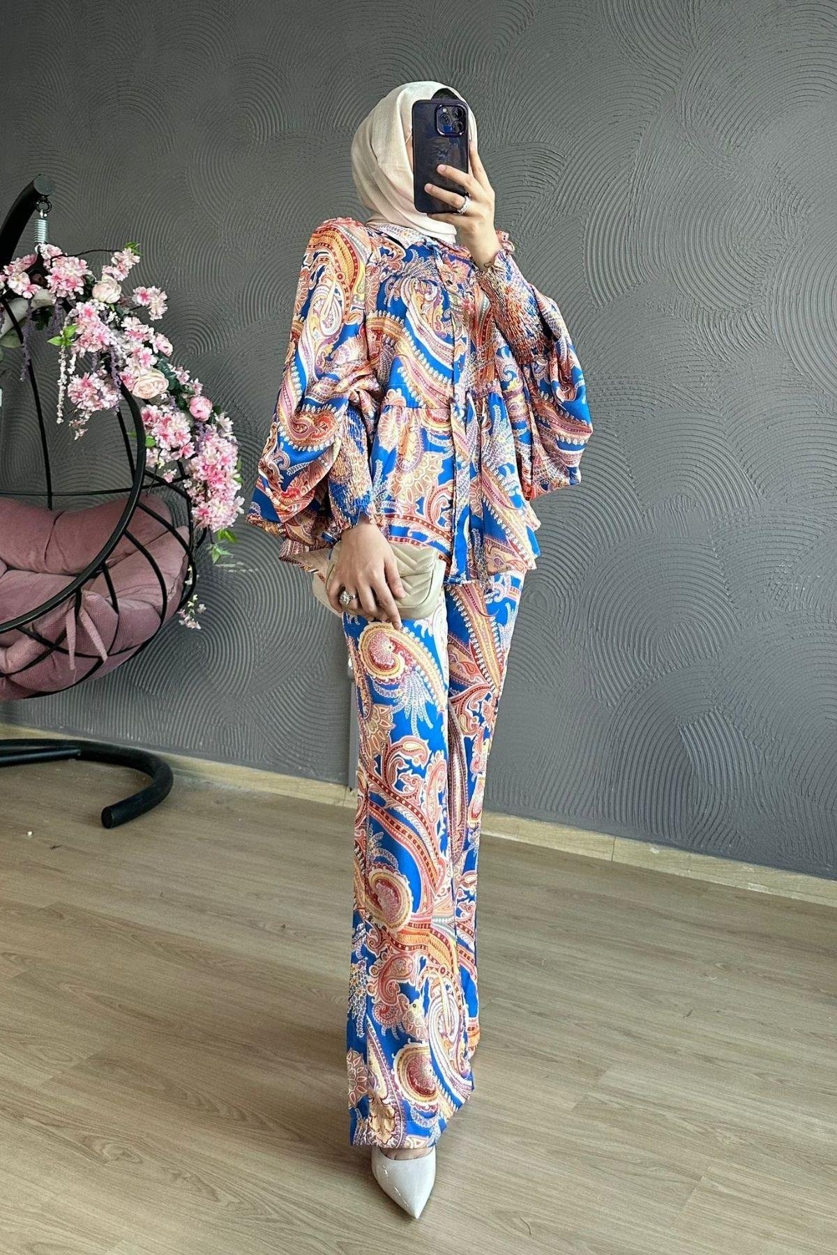 Kol Detay Saten Takım Saks, Fiyatları 