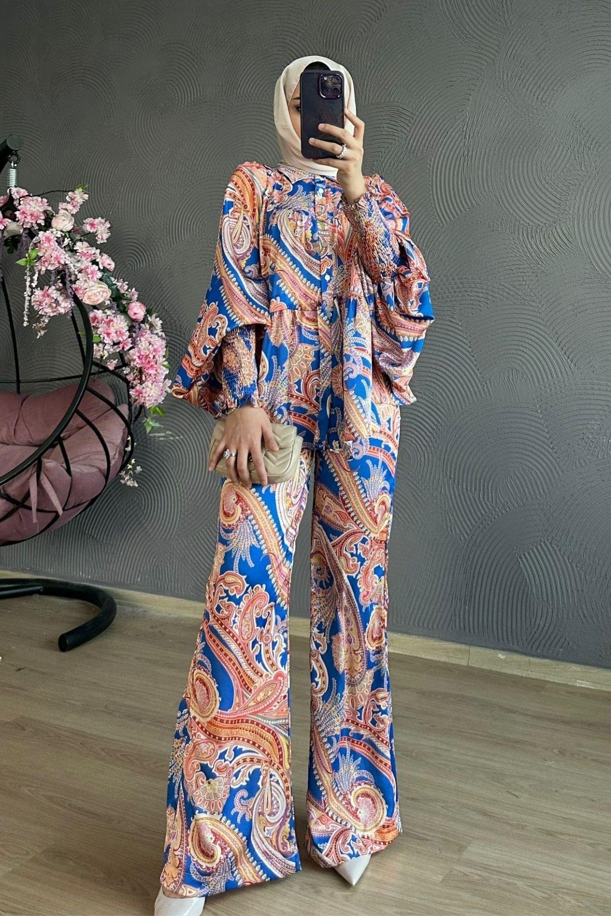 Kol Detay Saten Takım Saks, Fiyatları 