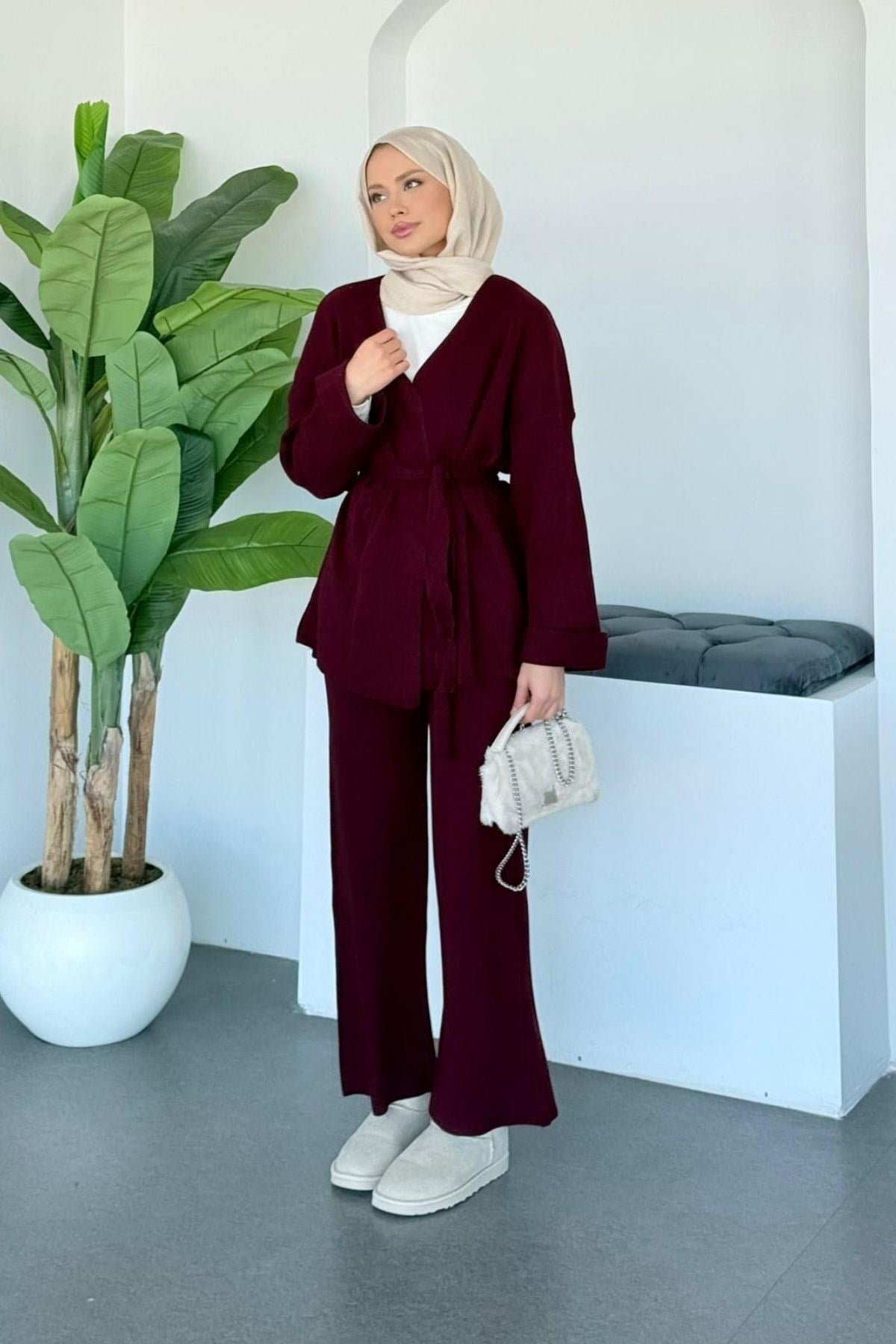 Kol Katlamalı Kemerli Takım Bordo, Fiyatları 